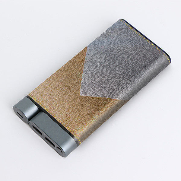 10000mAh Metal Power Bank Couro acabamento Patente Design Tipo mais leve