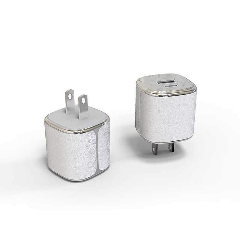 Pequeno carregador de parede tipo C carregador USB C com concha de couro Electro Plating Design